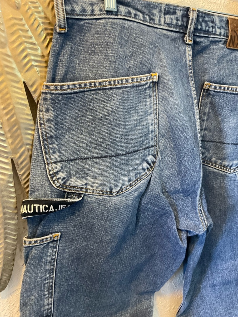 Nautica Men’s y2k vintage loose baggy Relaxed Cargo Jeans 33 x 34 - Picture 8 of 13
